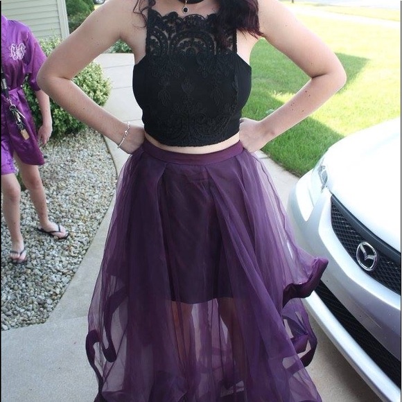 black and purple formal dress